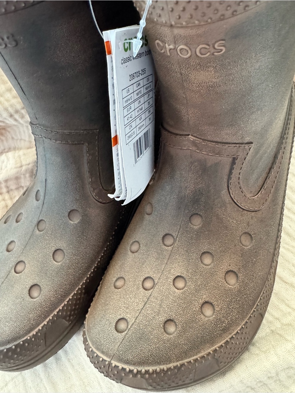 CROCS Brown Classic Western Waterproof Boots size 10 - Picture 2 of 6